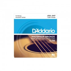 CUERDAS ACÚSTICA D´ADDARIO EJ38 PHOSPHOR BRONZE 12 STRINGS 10-47