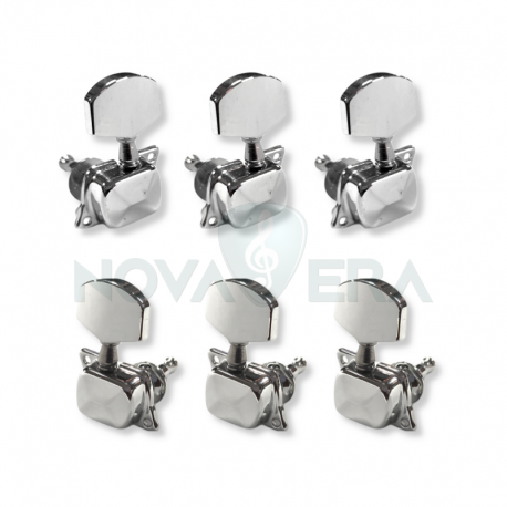 CLAVIJAS DE AFINACIÓN CROMADAS PARA GUITARRA ACÚSTICA. DISPOSICIÓN 3+3