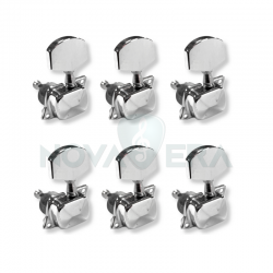 CLAVIJAS DE AFINACIÓN CROMADAS PARA GUITARRA ACÚSTICA. DISPOSICIÓN 6 EN LÍNEA