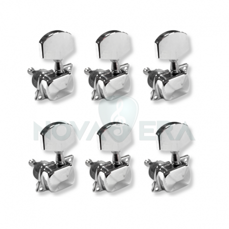 CLAVIJAS DE AFINACIÓN CROMADAS PARA GUITARRA ACÚSTICA. DISPOSICIÓN 6 EN LÍNEA