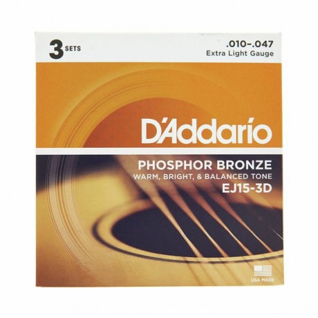 D´ADDARIO EJ15-3D PHOSPHOR BRONZE 10-47 3 SET PACK