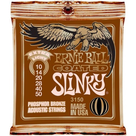 SET CUERDAS ACUSTICA ERNIE BALL COATED FOSFORO EXTRA LIGHT 10-50