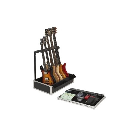 RockCase RC23140B Flight Case Pedales + Soporte 5 Guitarras Eléctricas/Bajos