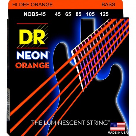 DR Bajo 5 cuerdas NEON Orange 45-125