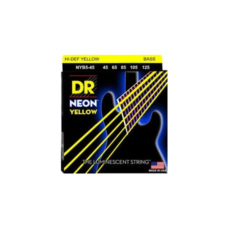 DR Bajo 5 cuerdas NEON Yellow 45-125