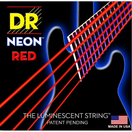 DR Bajo 5 cuerdas NEON Red 45-125
