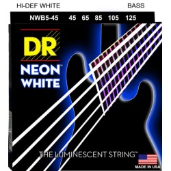 DR Bajo 5 cuerdas NEON White 45-125